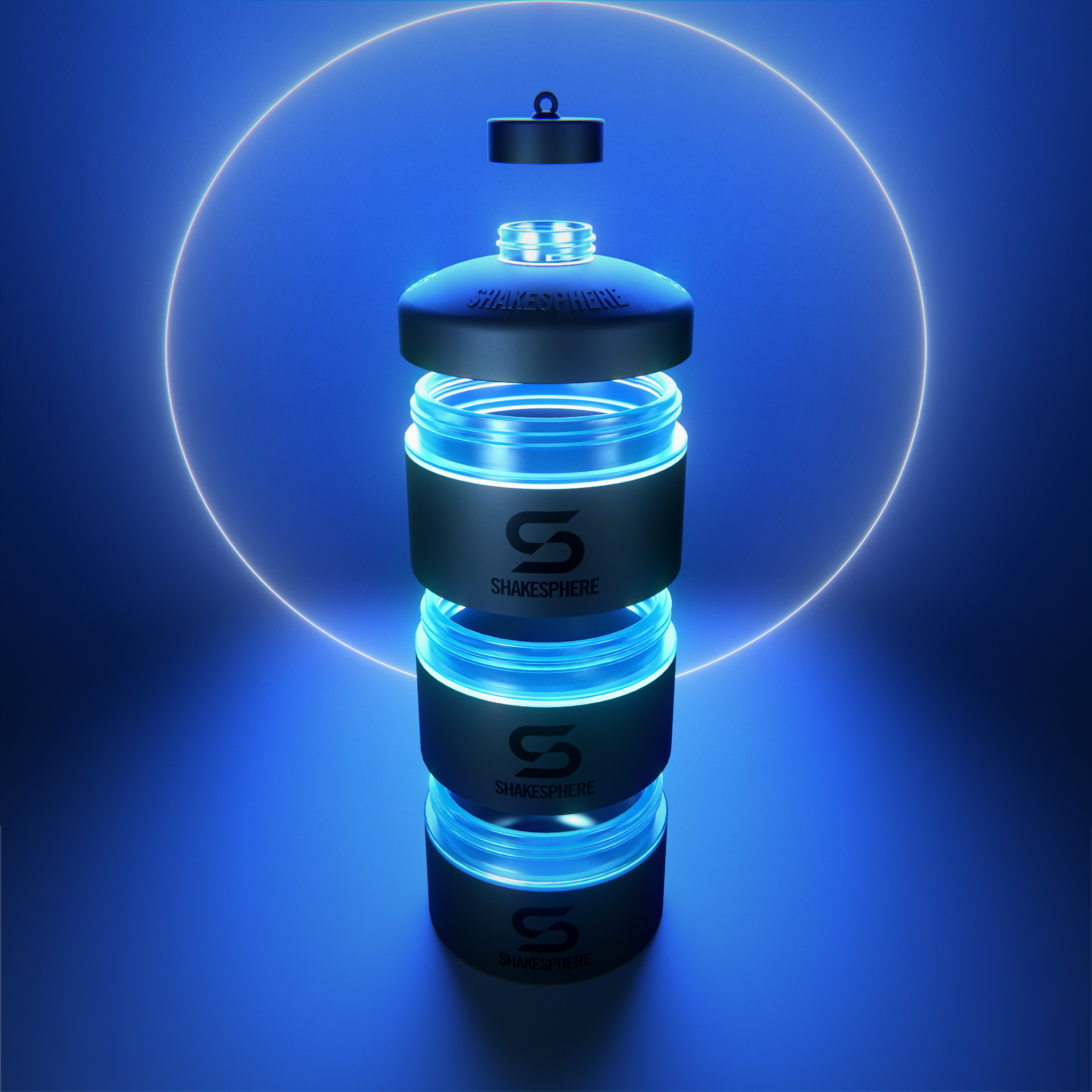 Protein Powder Stackable Storage Container 85g / 3oz, Cyan Blue