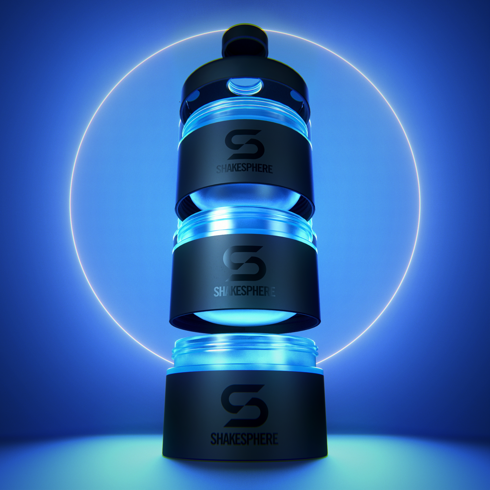 Protein Powder Stackable Storage Container 85g / 3oz, Cyan Blue