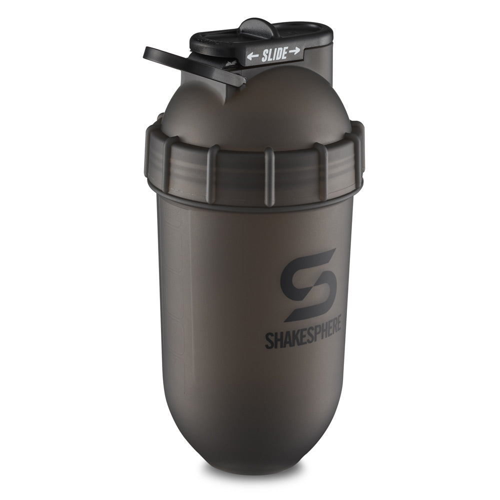Protein shaker bottle 24.6 Fl Oz "Tumbler Original" Frosted Black/Black Logo