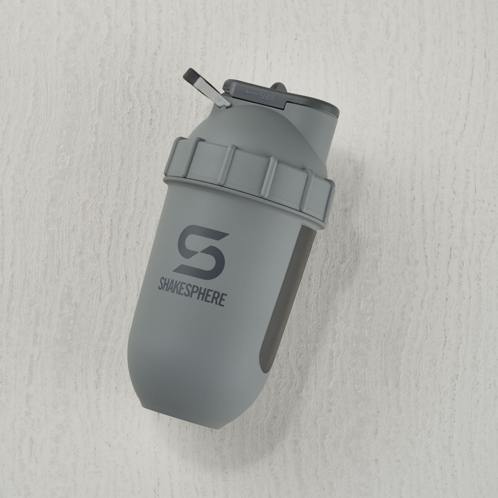 Protein shaker bottle 700mls "Tumbler View" Matte Grey/Grey Logo/Black Window