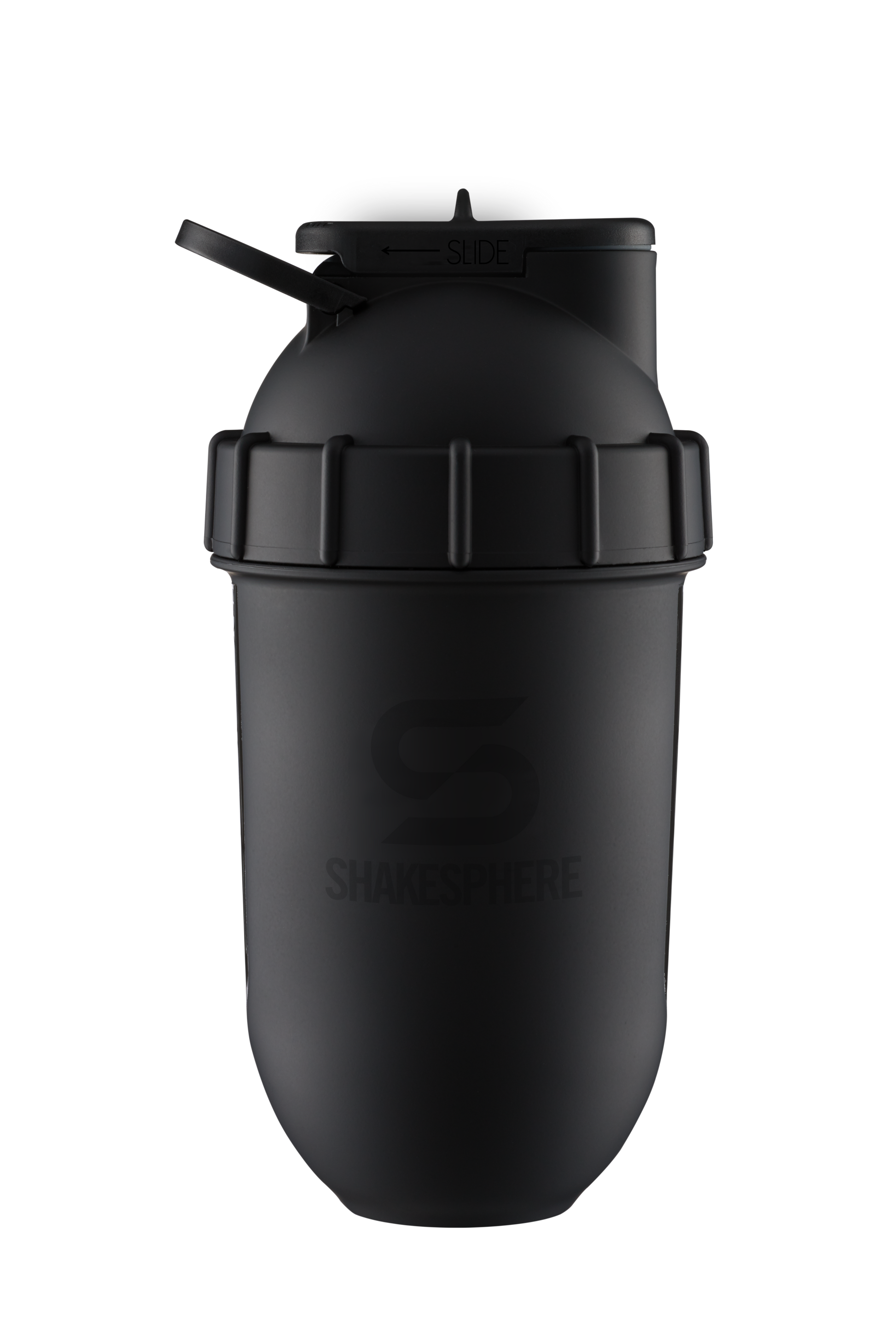 Protein shaker bottle 700mls "Tumbler View" Matte Black/Black Window