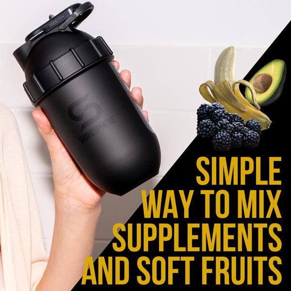 700mls ShakeSphere Tumbler Original Glossy Black/Black Logo - ShakeSphere 