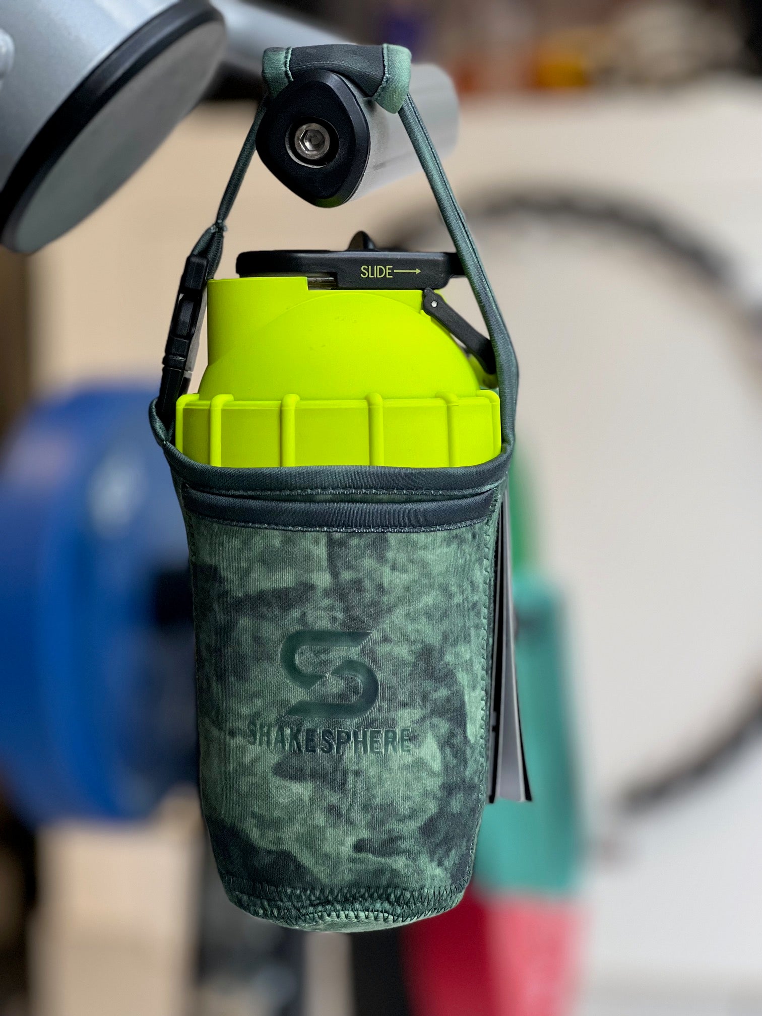 Green Camo Neoprene Case for Protein Shaker Bottles
