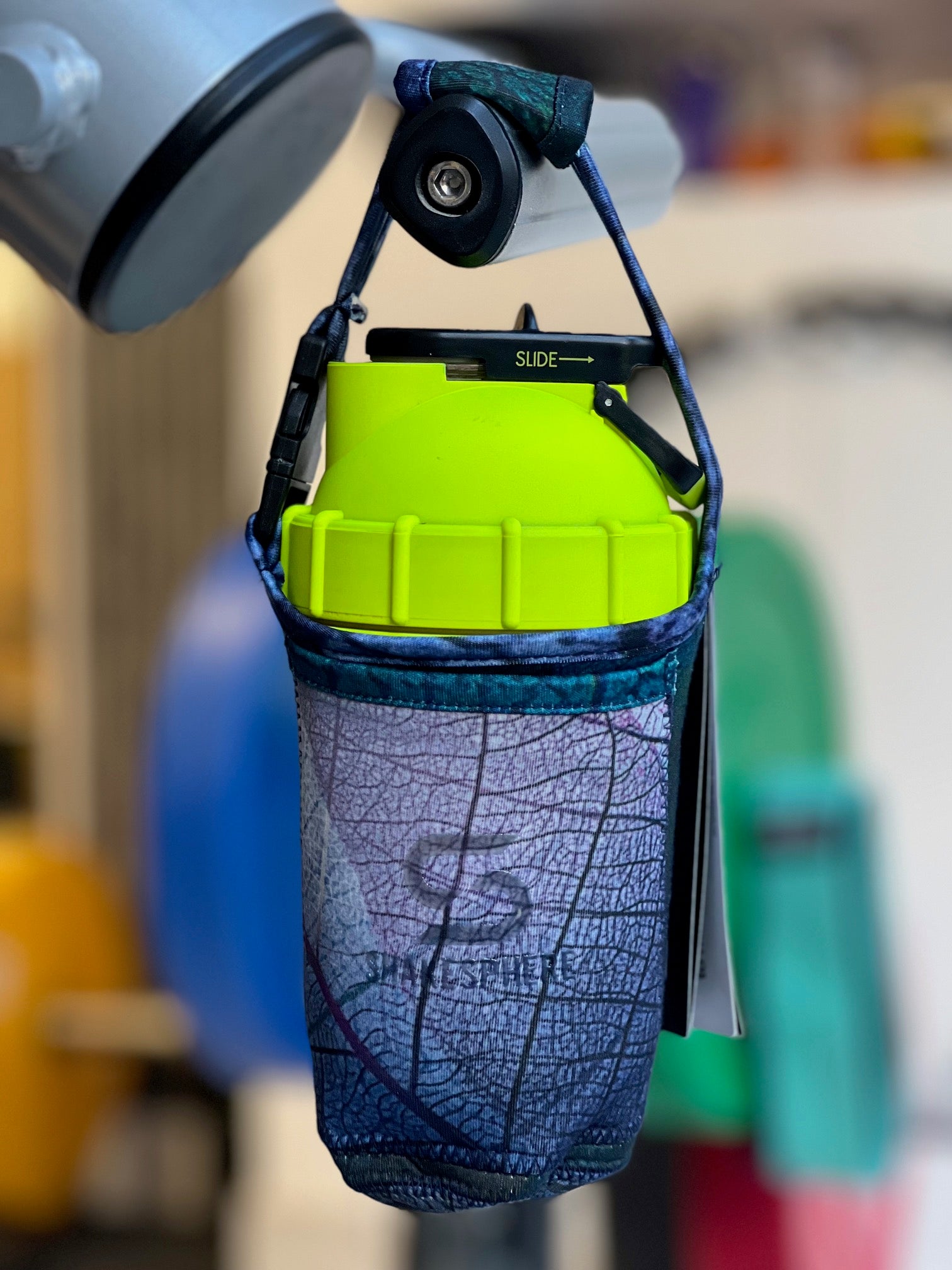 Purple & Blue Leaf Neoprene Case for Protein Shaker Bottle