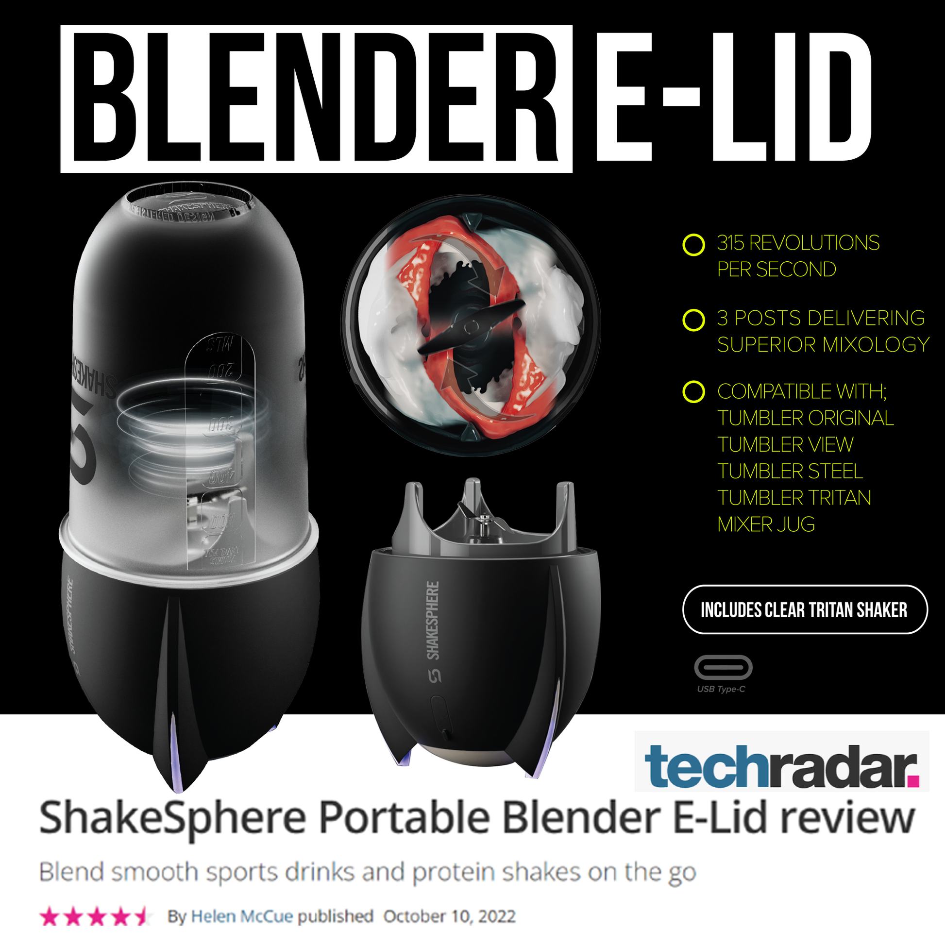 Portable Blender E-Lid Matte Black