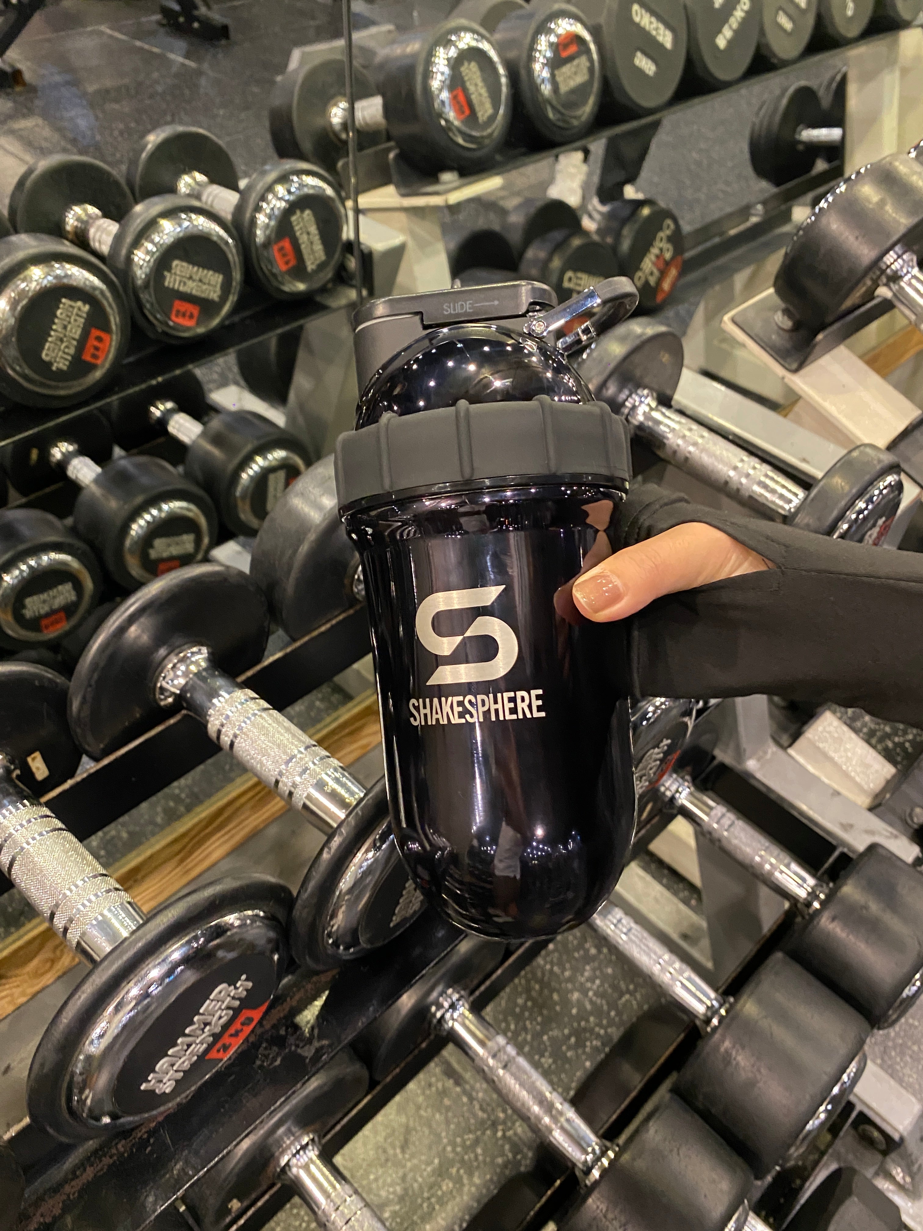 Protein shaker bottle 24.6 Fl Oz Double Wall Steel Mirrored Black