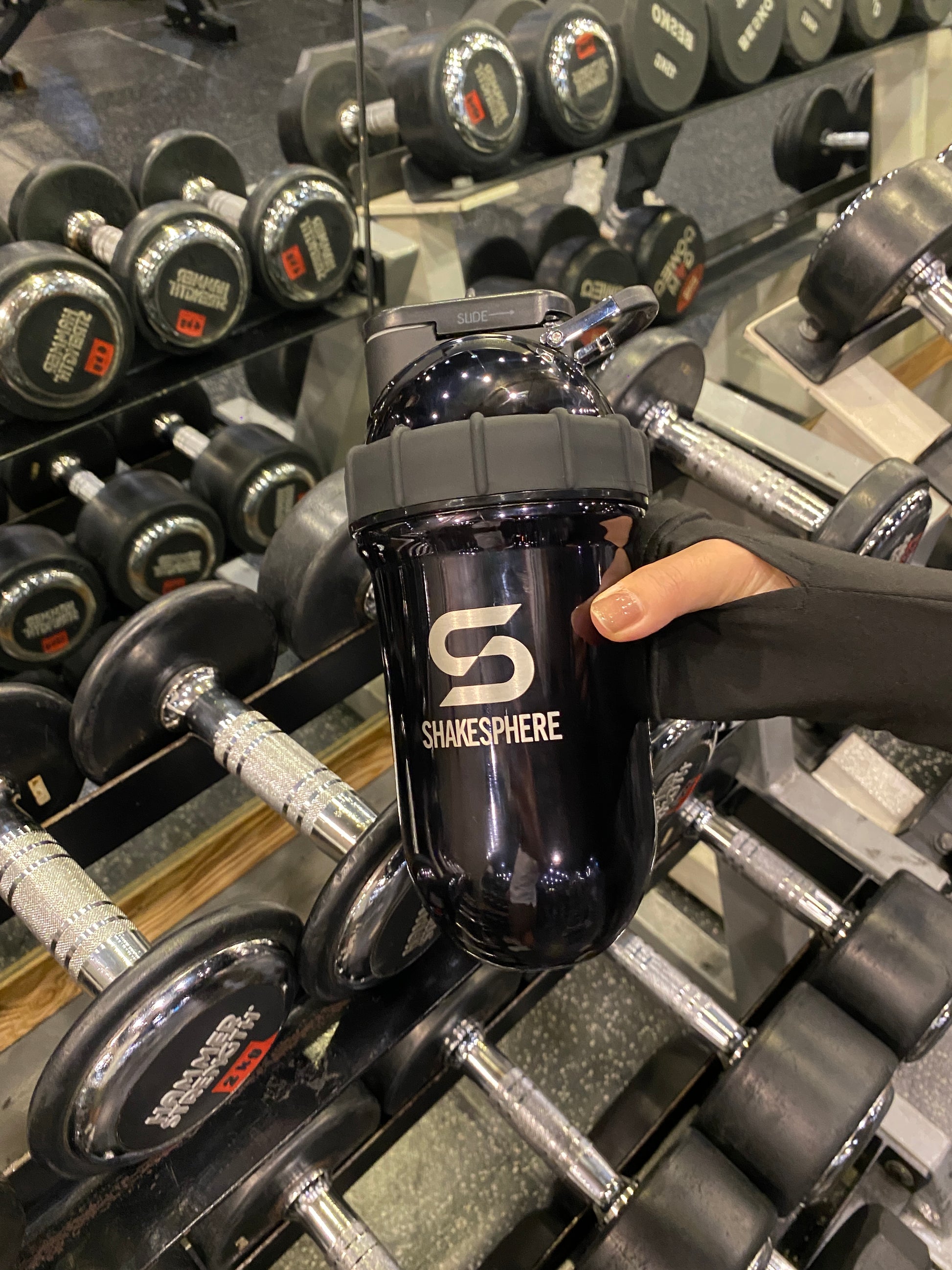 Protein shaker bottle 24.6 Fl Oz Double Wall Steel Mirrored Black