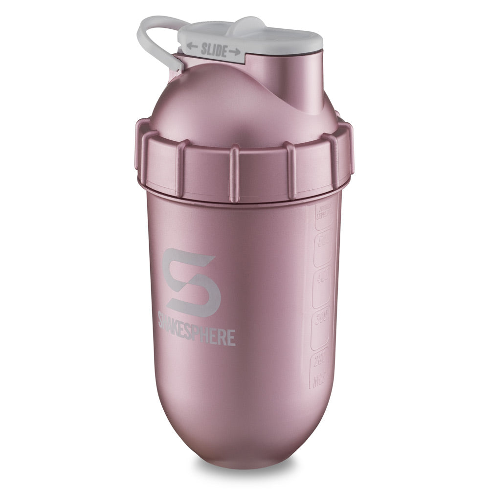 Protein shaker bottle 24.6 Fl Oz ShakeSphere Tumbler Original Pearl White/Grey Logo
