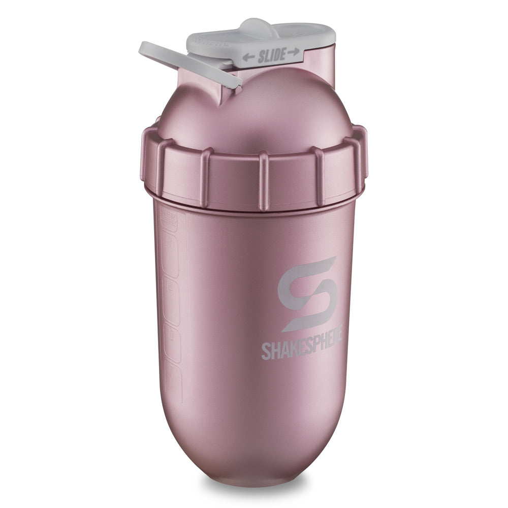 Protein shaker bottle 24.6 Fl Oz ShakeSphere Tumbler Original Pearl White/Grey Logo