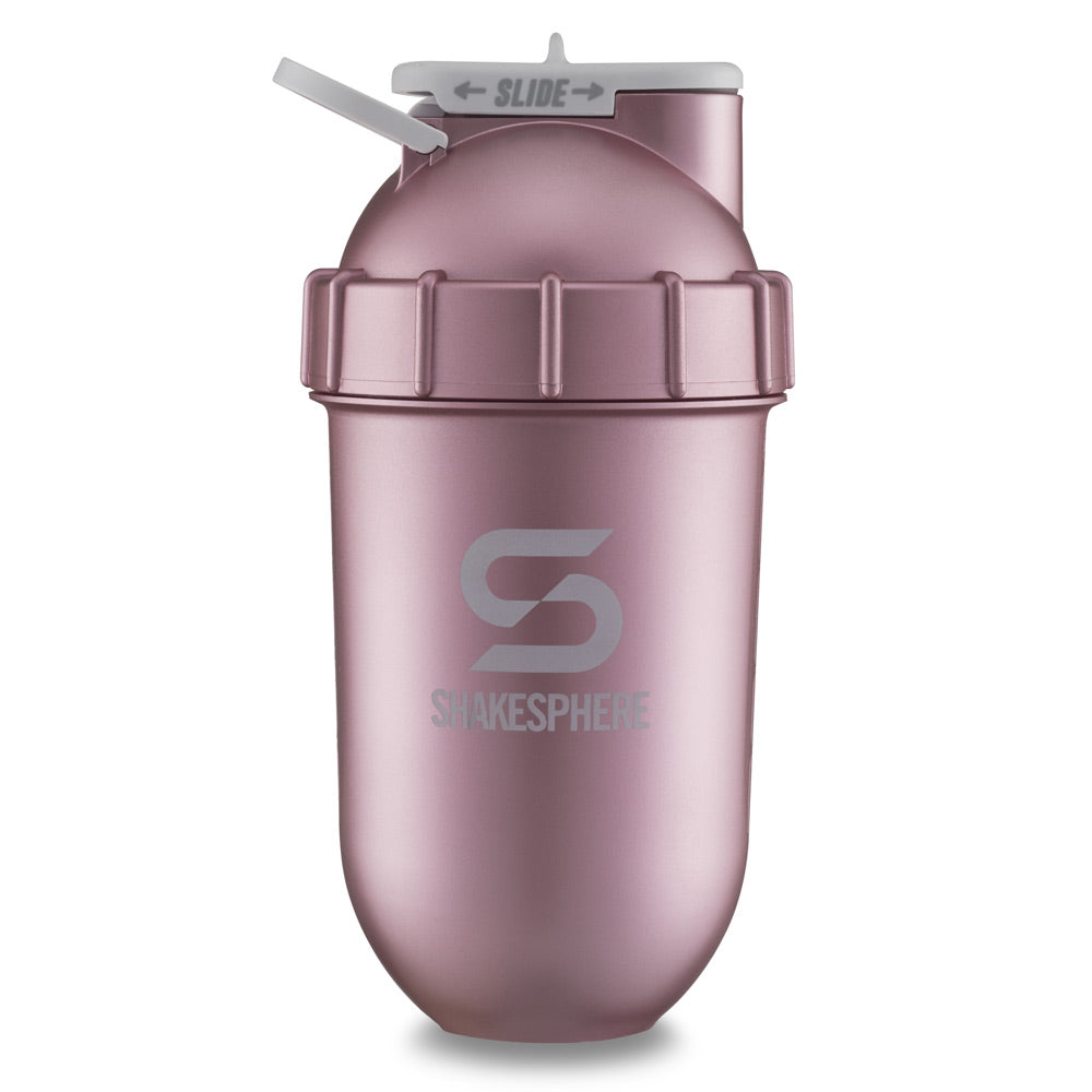 Protein shaker bottle 24.6 Fl Oz ShakeSphere Tumbler Original Pearl White/Grey Logo